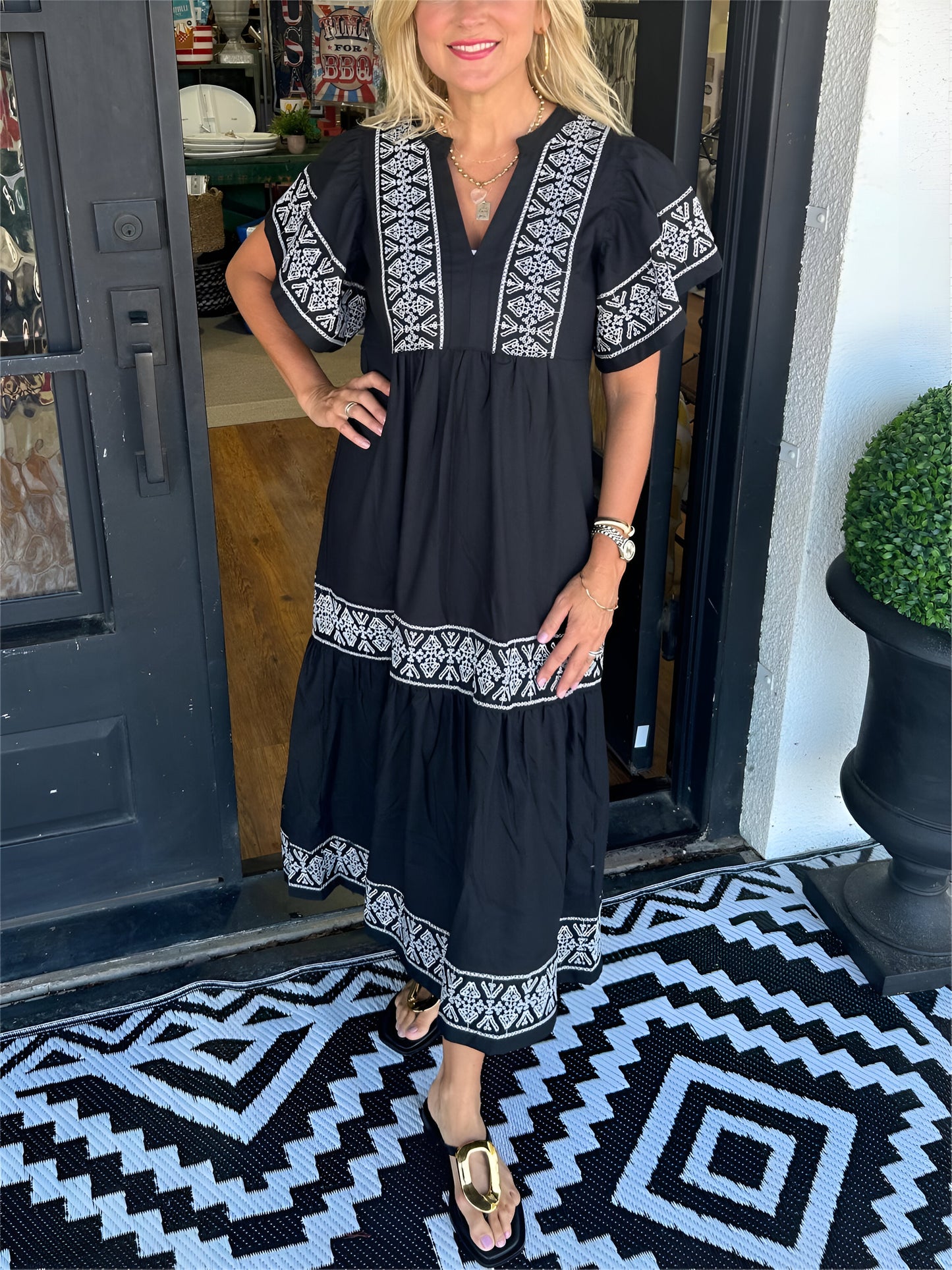 Amber™ | Geborduurde Maxi-jurk