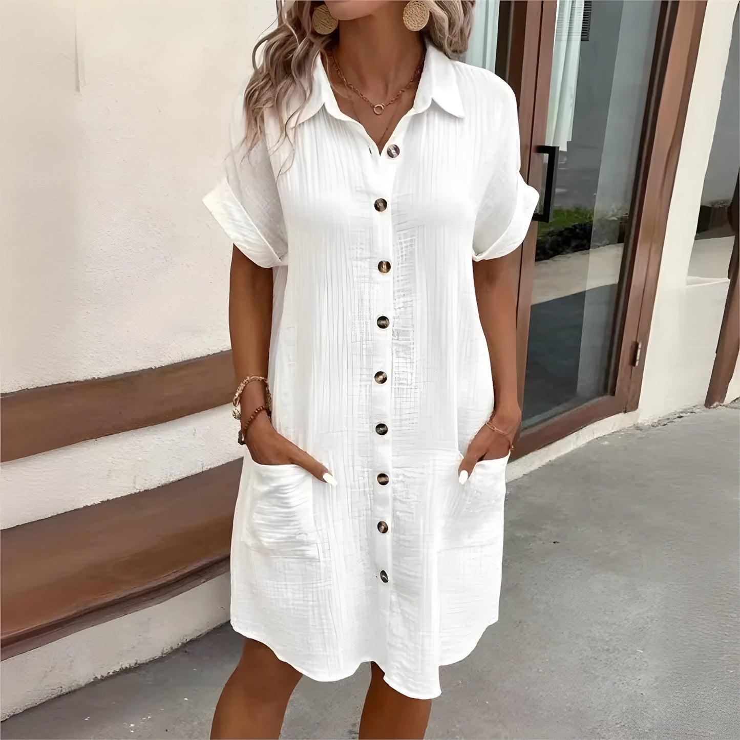 Carlijn™ | Katoenen Zomerjurk met Kraagje