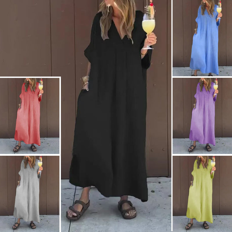 Luna™ | Katoenmix-Jurk met V-hals
