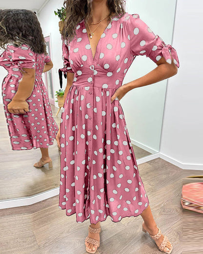 Monique™ | Elegante Jurk met Stippen