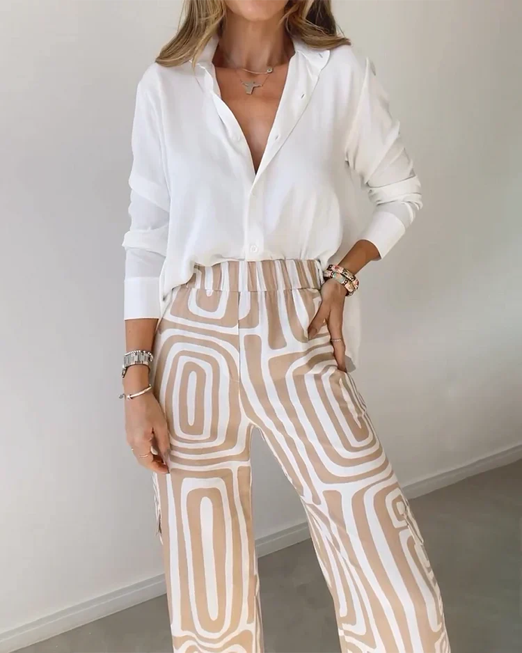NOVERA™ | Stijlvolle Pantalon Set – Inclusief Blouse en Riem