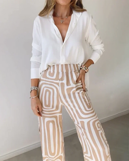 NOVERA™ | Stijlvolle Pantalon Set – Inclusief Blouse en Riem
