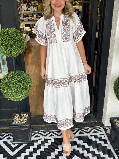Amber™ | Geborduurde Maxi-jurk