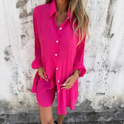 Nora™ | Casual Effen Blouse & Shorts-set