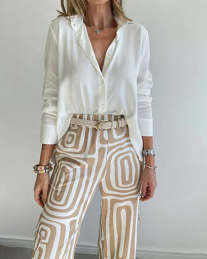 NOVERA™ | Stijlvolle Pantalon Set – Inclusief Blouse en Riem