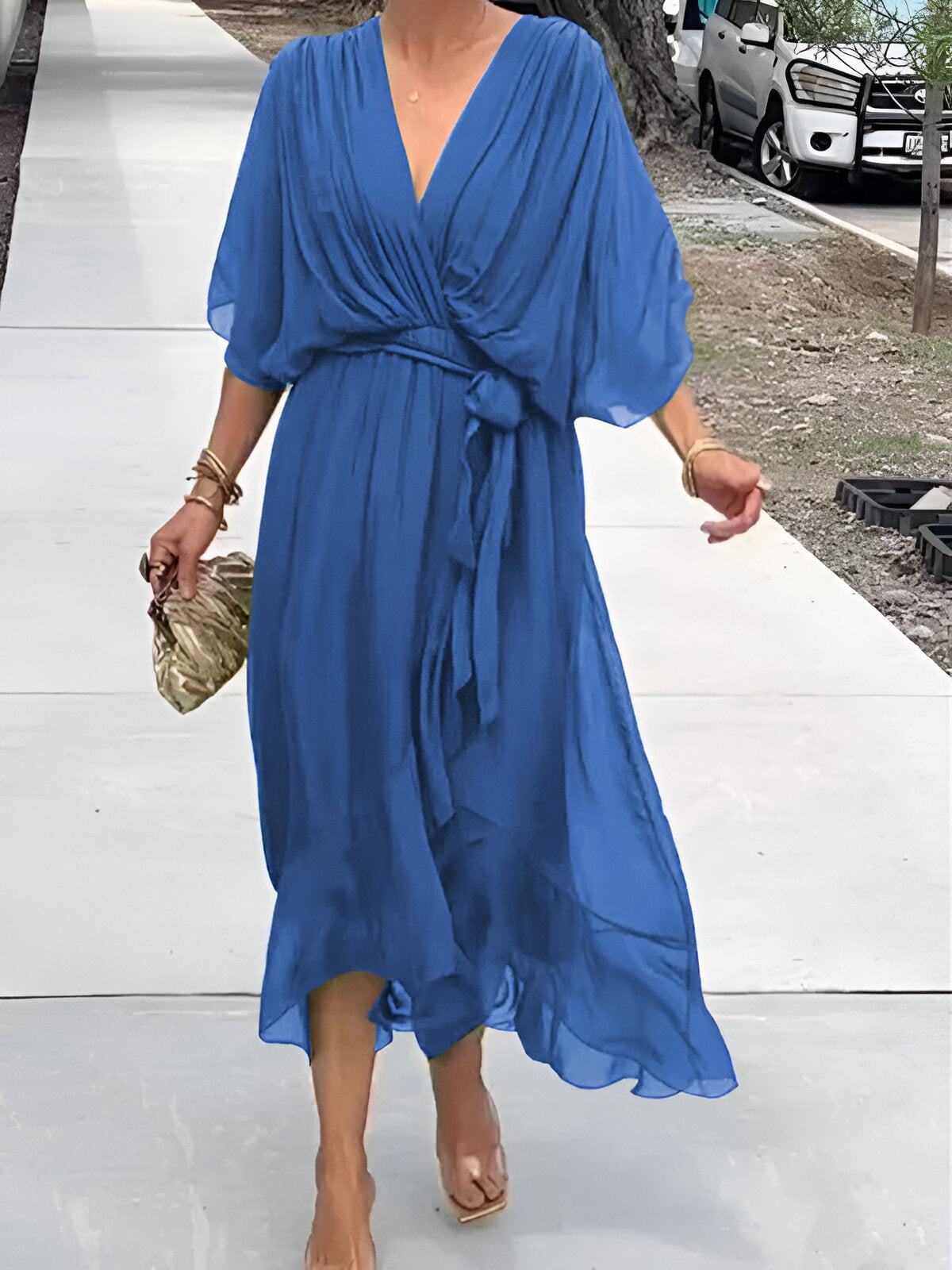 Monica™ | Chiffon jurk met V-hals